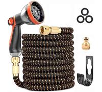 Expandable Garden Hose, Upgraded 3-layer latex Hose Pipe, 3/4"&1/2" Metal Connectors, Durable 3450D Weave, No-Kink Flexible Water Hose, 10 Function Spray Nozzle (150FT / 45M)