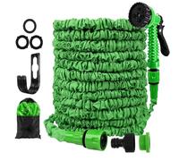 Expandable Garden Hose Water Pipe,Hosepipes for Garden Flexible Garden Hose with 7 Function Spray Gun, Extendable Water Hose Retractable Magic Hose Pipe for Gardening Car Washing (Green,100FT-30M)