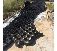 Expandable Ground Grid for Driveway & Parking 2" Tall Gravel & Soil Stabilizer Permeable Paver System Black Polyethylene Fabric 5x5m/16x16ft Size