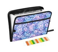 Expandable Hanging File 13 Pockets A4 Letter Size File Holder with Zipper Closure for Newspaper Office Stationery Organizer Supplies Hydrangeas Summer Flowers