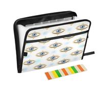 Expandable Hanging File Folders 13 Pockets A4 Letter Size with Zipper Closure for Business Devil Eye Blue White expando