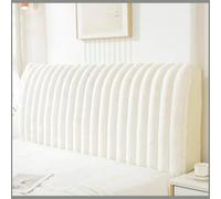 Expandable Headboard Cover Elastic Washable Rabbit Plush Headboard Protector Easy to Install Bed Cover for Simple Double Beds (Beige 210x65CM)