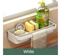 Expandable Kitchen Sink Organizer Rack With Self Draining Shelf For Sponge And Cleaning Agents, Designed To Maximize Sink Storage And Prevent Water Accumulation(White)