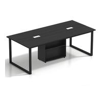 Expandable Large Conference Table for Office & Meeting Room - Seats 6-20 Solid Wood Eco Board Cable Management System Storage Cabinet Adjustable Feet - Ideal for Business Meetings
