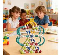 Expandable Magnetic Building Sticks, Flexible Rods with Strong Magnets, Creative 3D Shapes STEM Toys for Kids, Colorful Educational Building Blocks, Enhance Engineering Imagination Skills (A)