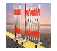 Expandable Metal Barricade - Retractable Traffic Fence, Mobile Guardrail for Pools, Garages, & Events - Space Saving Red & Silver Barrier Gate, 1.2x7m