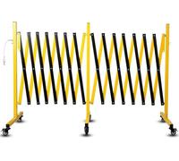 Expandable Metal Barricade with Casters - Retractable Folding Security Gate for Construction Traffic Control and Outdoor Area Management