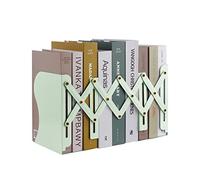 Expandable Metal Bookends, MSDADA Adjustable Book Ends Heavy Duty Book Holder Desktop Book Stand Non-Skid Desk Organizer for Kids Student Home Office School Bookshelf Book Storage (Light Green)