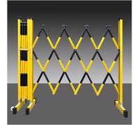 Expandable Metal Safety Barrier - Portable & Rotating with Wheels for Crowd Control Event Management & Traffic Regulation - Industrial Grade Security Solution