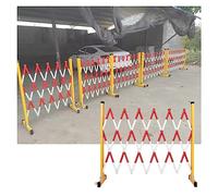 Expandable Mobile Barricade, Foldable Adjustable Traffic Fence With Wheel, Building Sites Schools Retractable Lightweight Portable Safety Barrier Gate,Red+white,3.9FTx16.