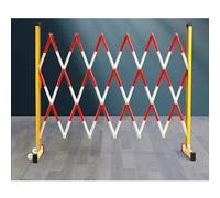 Expandable Mobile Barricade Metal Retractable Traffic Fence on Wheels Flexible Crowd Control Barriers G(Red White,1.2x3.5m)