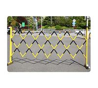 Expandable Mobile Barricade Metal Retractable Traffic Fence on Wheels Flexible Crowd Control Barriers G(Yellow Black,1x2.5m)