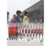 Expandable Mobile Barricade Mobile Safety Barrier Gate Stanchions for Nursery, Industrial Security Expandable Metal Barricade, Courtyard School Traffic Barricade,1.1mx4m/3.6ftx13.1ft