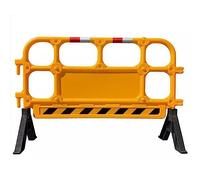 Expandable Mobile Safety Sign Barricade, Yellow Plastic Guardrail for Construction, Road Safety Barrier, 2PCS Movable Warning Fence
