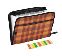 Expandable Multiple Pockets Folders Paper Expanded Document Briefcase Expanding Document Jacket Autumn Plaid Orange