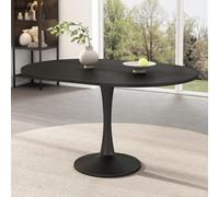 Expandable Oval Dining Table 110-140x100x75 cm Black Kitchen Table for 4-8 People Perfect for Dining Room Living Room Reurant Leisure Modern Design
