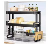 Expandable Over Sink Dish Rack Adjustable 2 Tier Drying Shelf 34"x11"x31" Space Saving Kitchen Fits Above Sink Ideal for Small Kitchens