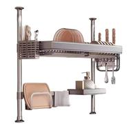 Expandable Over the Sink Dish Drying Rack Adjustable Stainless Steel Kitchen Retractable Countertop Dish Rack for 26.2 41.3in Sinks Single Tier Design (88 * 30.5 * 105cm)