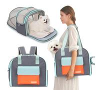 Expandable Pet Carrier Backpack, Cat Carrier Backpacks with Breathable Mesh for Cats Small Dogs Puppies Up to 25 Lbs Airline Approved Waterproof Travel Carrier with Safety Buckle for Hiking & Flights