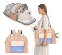 Expandable Pet Carrier Backpack, Cat Carrier Backpacks with Breathable Mesh for Cats Small Dogs Puppies Up to 25 Lbs Airline Approved Waterproof Travel Carrier with Safety Buckle for Hiking & Flights