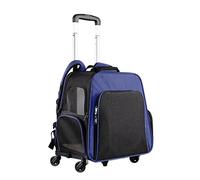 Expandable Pet Cat Backpack Carrier with Wheels,Foldable Pet Travel Backpack Breathable Dog Stroller Pet Travel Carriage Bag