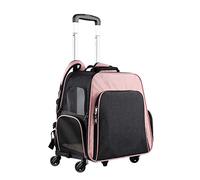 Expandable Pet Cat Backpack Carrier with Wheels,Foldable Pet Travel Backpack Breathable Dog Stroller Pet Travel Carriage Bag