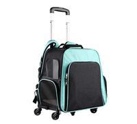 Expandable Pet Cat Backpack Carrier with Wheels,Foldable Pet travel backpack Breathable Dog Stroller Pet Travel Carriage Bag