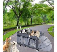 Expandable Pet Outdoor Trolley, Collapsible Cat/dog Carrier with Wheels, 6 Sets of Double Row Wheels