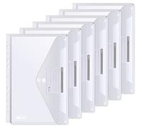 Expandable Plastic Wallets 24Pack 3D Document Wallets with 2 Hook Loop Fasteners Holds 270 Sheets of Paper, A4 Clear Folders with 11 Binding Holes & Label Pocket for File Sorting