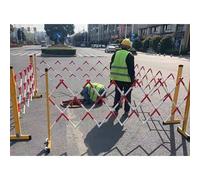 Expandable Portable Safety Barrier Traffic Control Fence Mobile Barrier Gate for Schools Malls Garages - Red & White 1.2x4.5m Easy Setup Durable