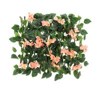 Expandable Privacy Fence Screen, Garden Fence Screening with Artificial Ivy&Violet Flower, Decorative Faux Trumpet Fencing Panel, Artificial Hedges, Faux Backdrop Vines Fences for Yard, Garden