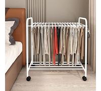 Expandable Pull-Out Trouser Rack - Removable Space-Saving Der-Sle Hanr Rod for Wardrobe Sto, Rolling Trolley Pants Display Stand with Hoo & Wheels