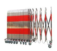 Expandable & Retractable Mobile Traffic Barrier - Durable Stainless Steel Frame with Wheels, Ideal for Workplace Safety & Maintenance, 1.1m x 2m Portable Solution