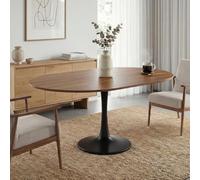 Expandable Round Dining Table 100/140 x 100 x 75 cm for 2-6 People Multi-Functal Kitchen Table in Wood & Black h Ideal for Dining Rooms & Smals
