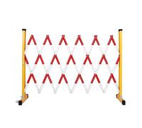 Expandable Safe Ber Gate - Folding le Traffic Control Bcade with Wheels for Pedestrian Protect & Driveway Safe (Red & White)