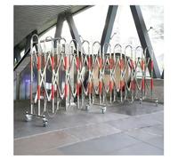 Expandable Security Gate with Wheels, Heavy Duty Stainless Steel Driveway Fence, Folding Mobile Traffic Barrier for Outdoor Events, Crowd Control, School Safety
