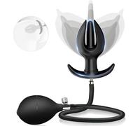 Expandable Silicone Inflatable Butt Plug, Oversized Training Plug with Quick Release Valve, Waterproof Body Safe Anal Dilator, Prostate Massager for Men Women Couples, Beginner & Advanced, Black