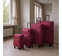 Infinity Leather 4 Piece Luggage Sets Soft Shell Lightweight Expandable Nylon Travel Cabin Case Holiday Suitcase Bags (4 Pcs Set Including Cabin,M,L,XL)