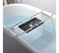 Expandable Stainless Steel Bathtub Tray Anti-Slip Caddy for Spa Experience Luxury Bathroom Accessories for Women Relaxing Bath
