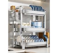 Expandable Stainless Steel Dish Rack - Kitchen Counttop niz, Simple & Durable Plate Hold (15.7 x 10.2 x 24.8 Inches) - Space-Saving Solution for Home