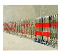 Expandable Steel Safety Barrier - Retractable Traffic Fence for Schools, Malls, Gas Stations - Durable Red-Silver Color, 1.1x10m, Easy to Install Safety Gate