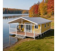 Expandable Tiny Homes 4-season Mobile Cabin, Portable Prefab Container House, Steel Frame Unit For Workspace, Storage, Farm & Construction Use