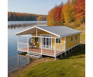 Expandable Tiny Homes 4-season Mobile Cabin, Portable Prefab Container House, Steel Frame Unit For Workspace, Storage, Farm & Construction Use