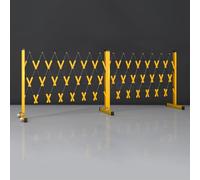 Expandable Traffic Barrier - Industrial Metal Mobile Safety Gate, Portable Fence with Wheels for Driveway Use, Easy to Retract, Durable FRP Material