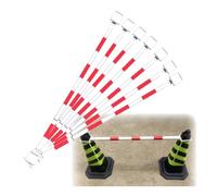 Expandable Traffic Safety Bar Set 1.2 to 2m Red & White Road Cones 7-Piece Safety Barricades for Parking Ideal for Roadwork & Event Management.