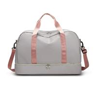 Expandable Travel Bag for Women, Sports Handbag, Fitness Bag, Large Capacity, One Shoulder Weekend Overnight Bag(Grey)
