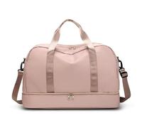 Expandable Travel Bag for Women, Sports Handbag, Fitness Bag, Large Capacity, One Shoulder Weekend Overnight Bag(Light Pink)