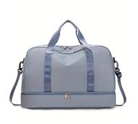 Expandable Travel Bag for Women, Sports Handbag, Fitness Bag, Large Capacity, One Shoulder Weekend Overnight Bag(Blue)