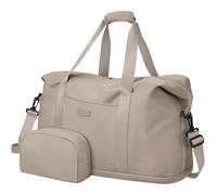 Expandable Travel Duffle Bags Weekender Overnight Bags for Women Men Hospital Bag for Women Labor Delivery with Toiletry Bag Waterproof, Khaki, L