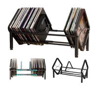 Expandable Vinyl Record Display Stand, 13-22.4in Adjustable Carbon Steel Vinyl Record Storage Rack, Easy Assembly Open Design Now Playing Record Display Rack Holder for LP Albums, Audio, Magazine